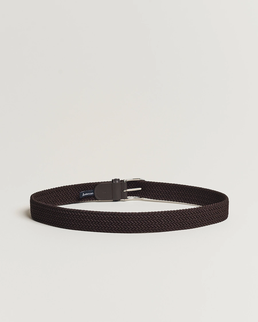 Herre | Belter | Anderson's | Stretch Woven 3,5 cm Belt Brown