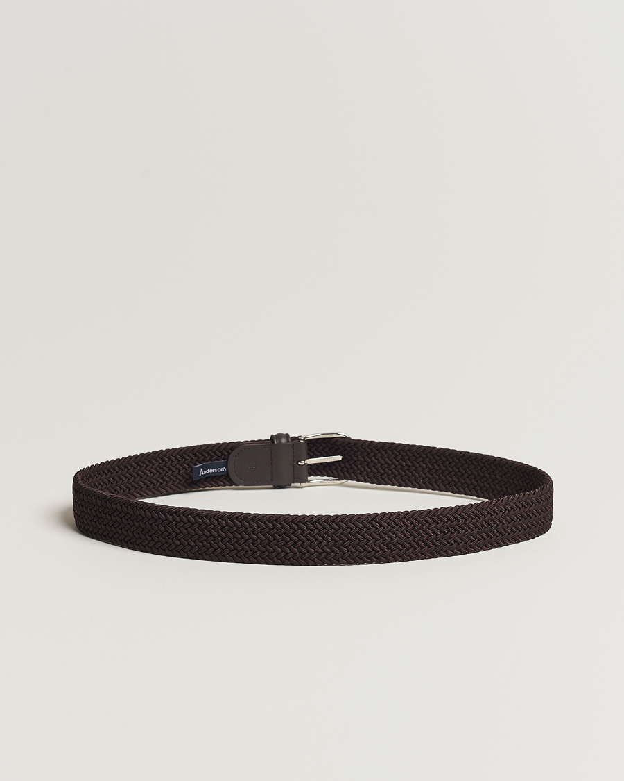 Herre | Italian Department | Anderson's | Stretch Woven 3,5 cm Belt Brown