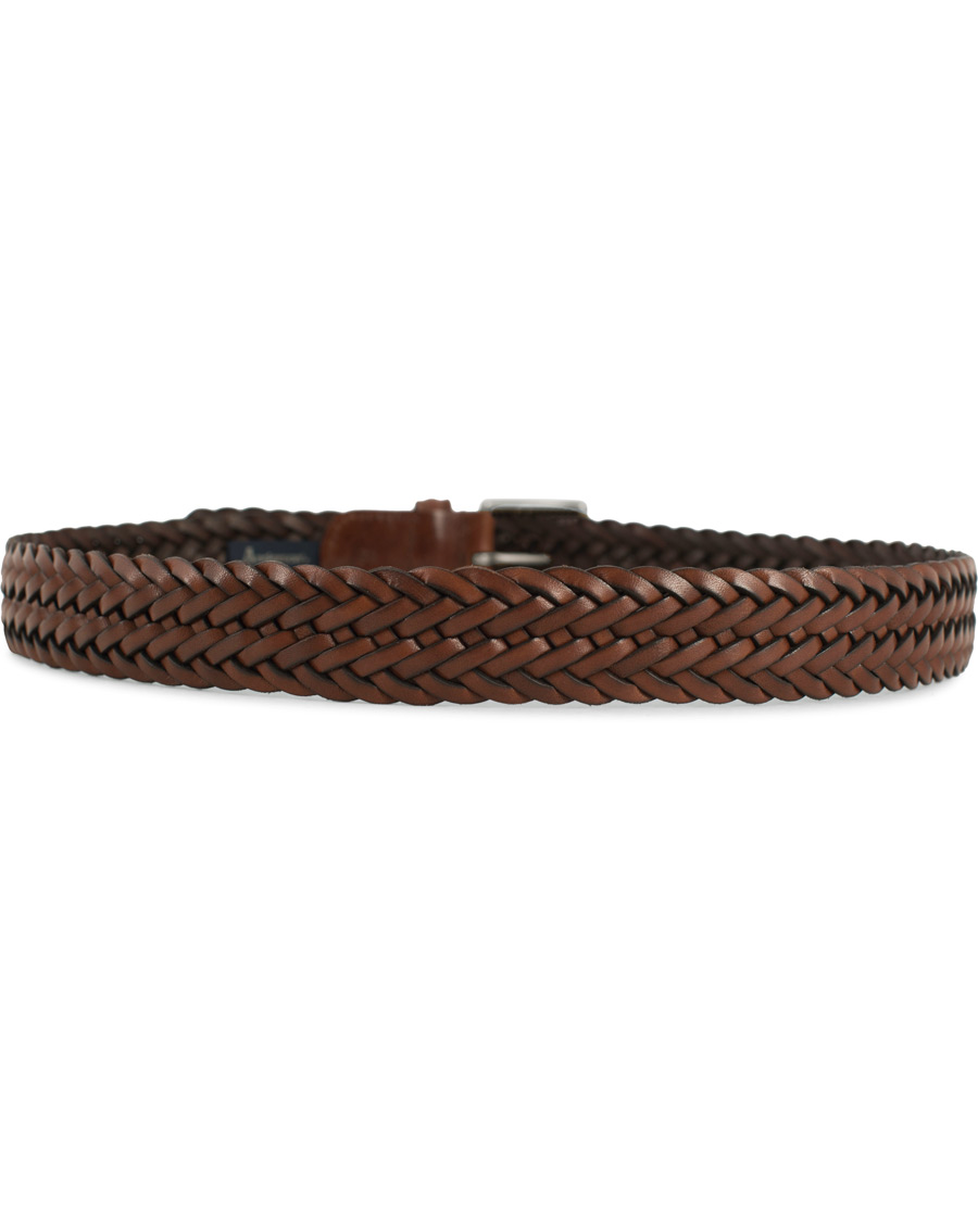 Herre | Anderson's Woven Leather 3,5 cm Belt Tanned Brown | Anderson's | Woven Leather 3,5 cm Belt Tanned Brown