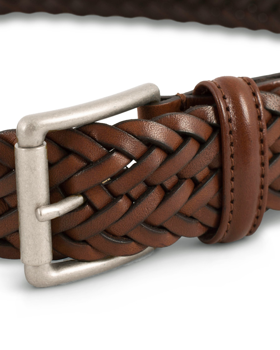 Herre | Anderson's Woven Leather 3,5 cm Belt Tanned Brown | Anderson's | Woven Leather 3,5 cm Belt Tanned Brown