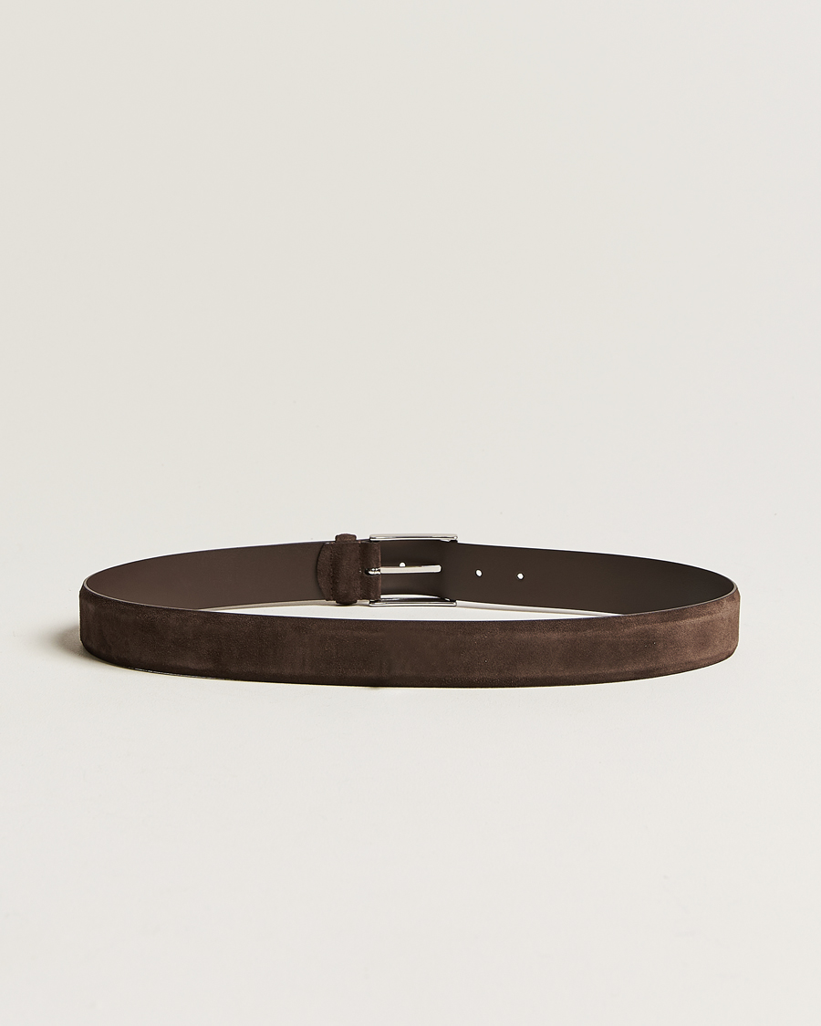 Herre | Anderson's | Anderson's | Calf Suede 3,5 cm Belt Dark Brown