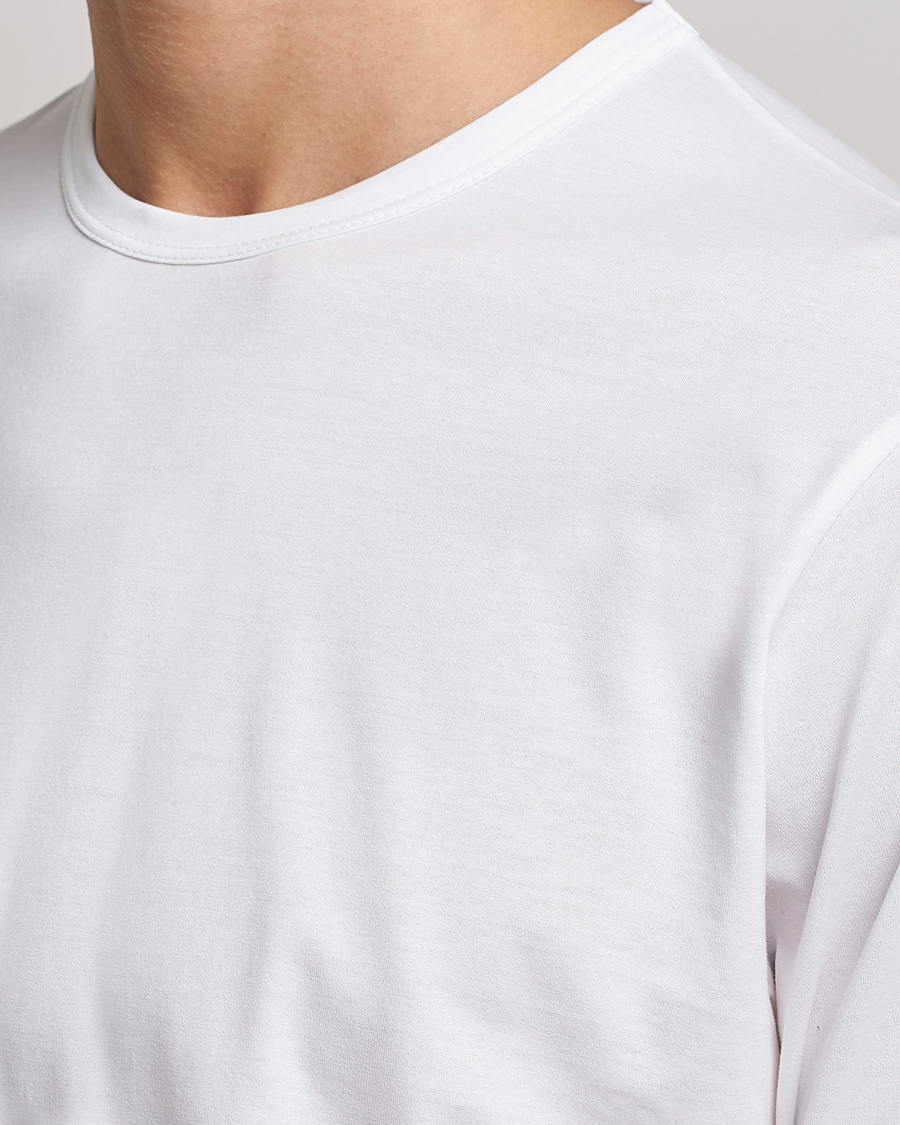 Herre | T-Shirts | Sunspel | Long Sleeve Crew Neck Cotton Tee White