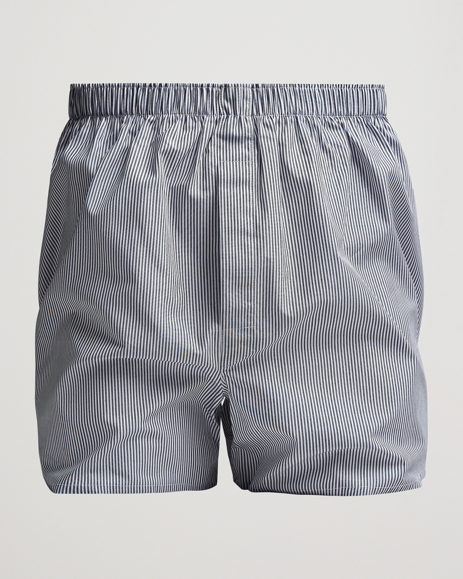 Herre | Undertøy | Sunspel | Classic Woven Cotton Boxer Shorts White/Light Blue