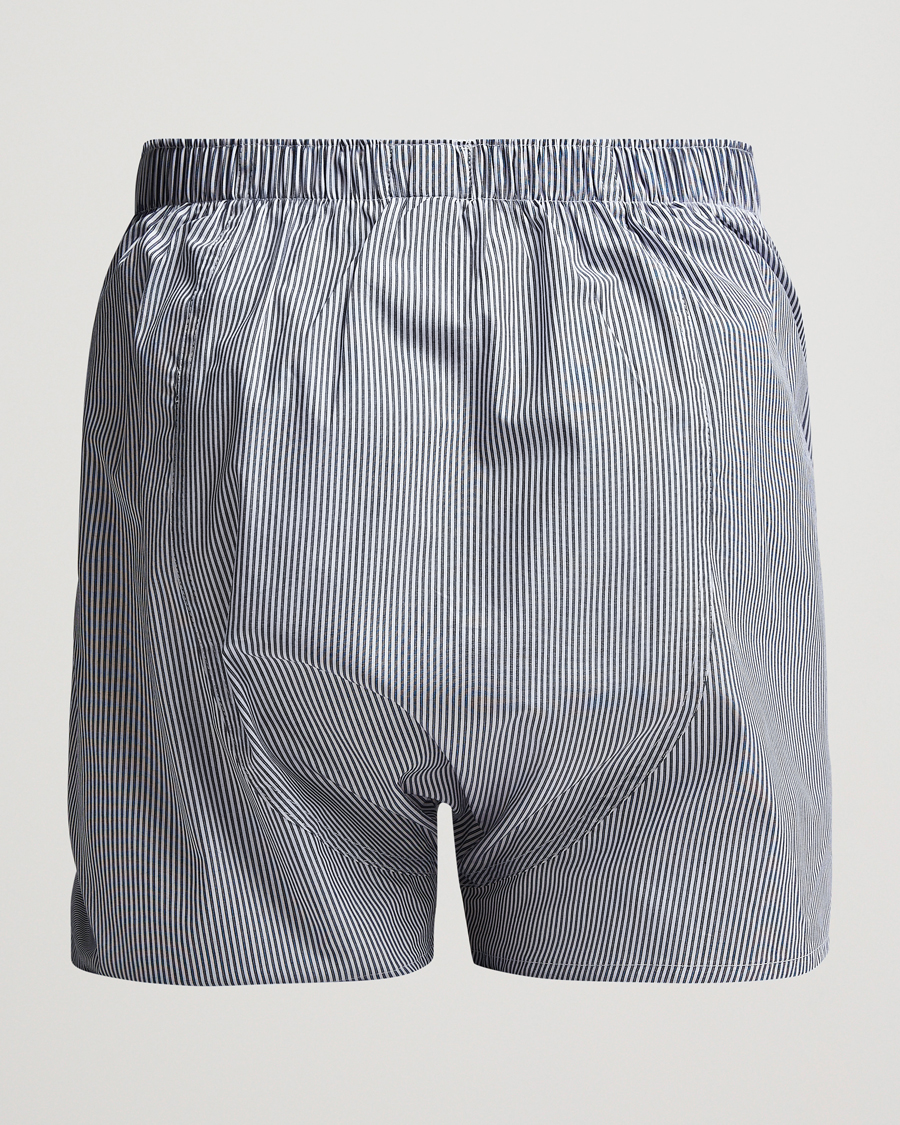 Herre | Undertøy | Sunspel | Classic Woven Cotton Boxer Shorts White/Light Blue