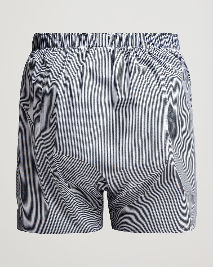 Herre | Boksershorts | Sunspel | Classic Woven Cotton Boxer Shorts White/Light Blue