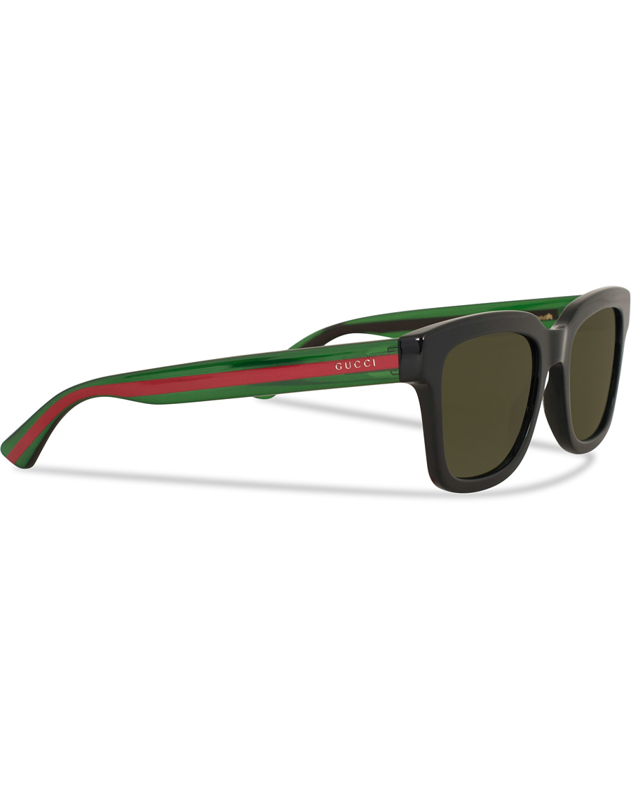 Herre | Gucci GG0001S Sunglasses Black/Green | Gucci | GG0001S Sunglasses Black/Green
