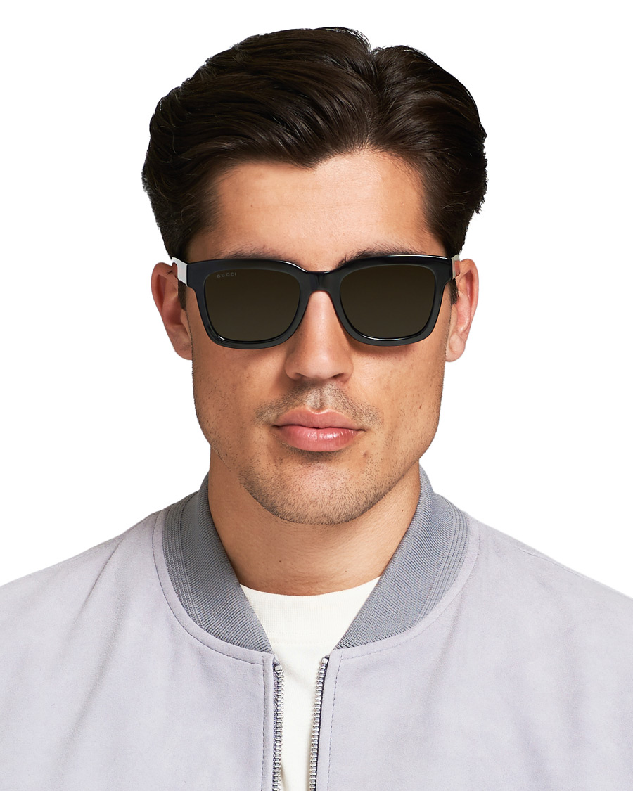 Herre | Gucci GG0001S Sunglasses Black/Green | Gucci | GG0001S Sunglasses Black/Green