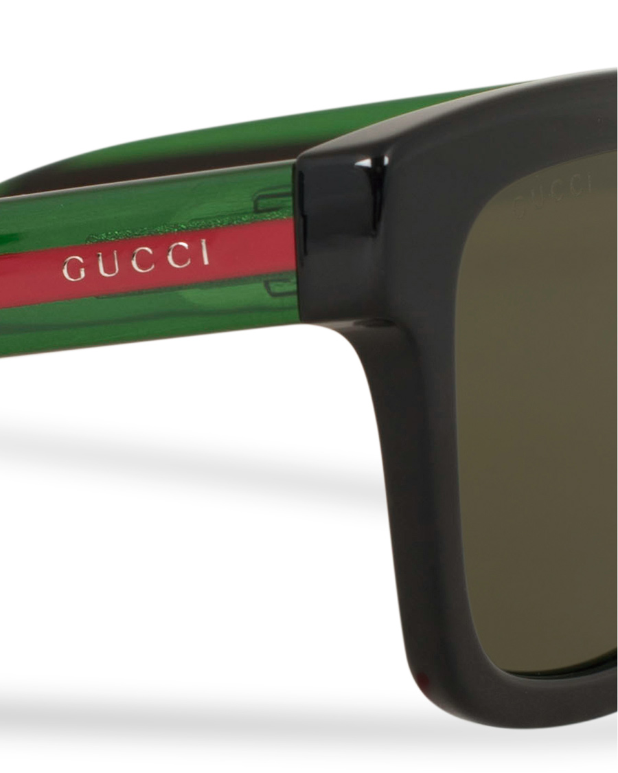 Herre | Gucci GG0001S Sunglasses Black/Green | Gucci | GG0001S Sunglasses Black/Green