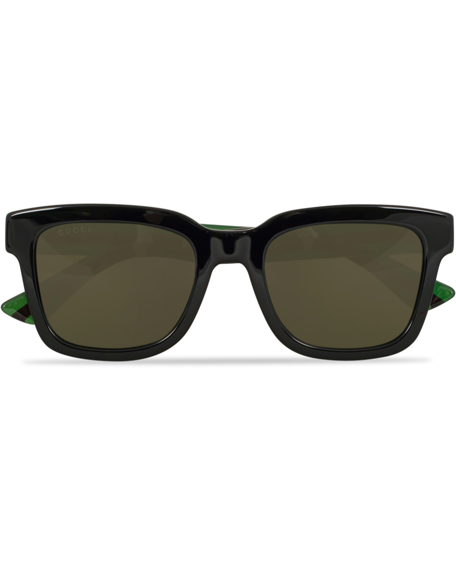 Herre | Gucci GG0001S Sunglasses Black/Green | Gucci | GG0001S Sunglasses Black/Green