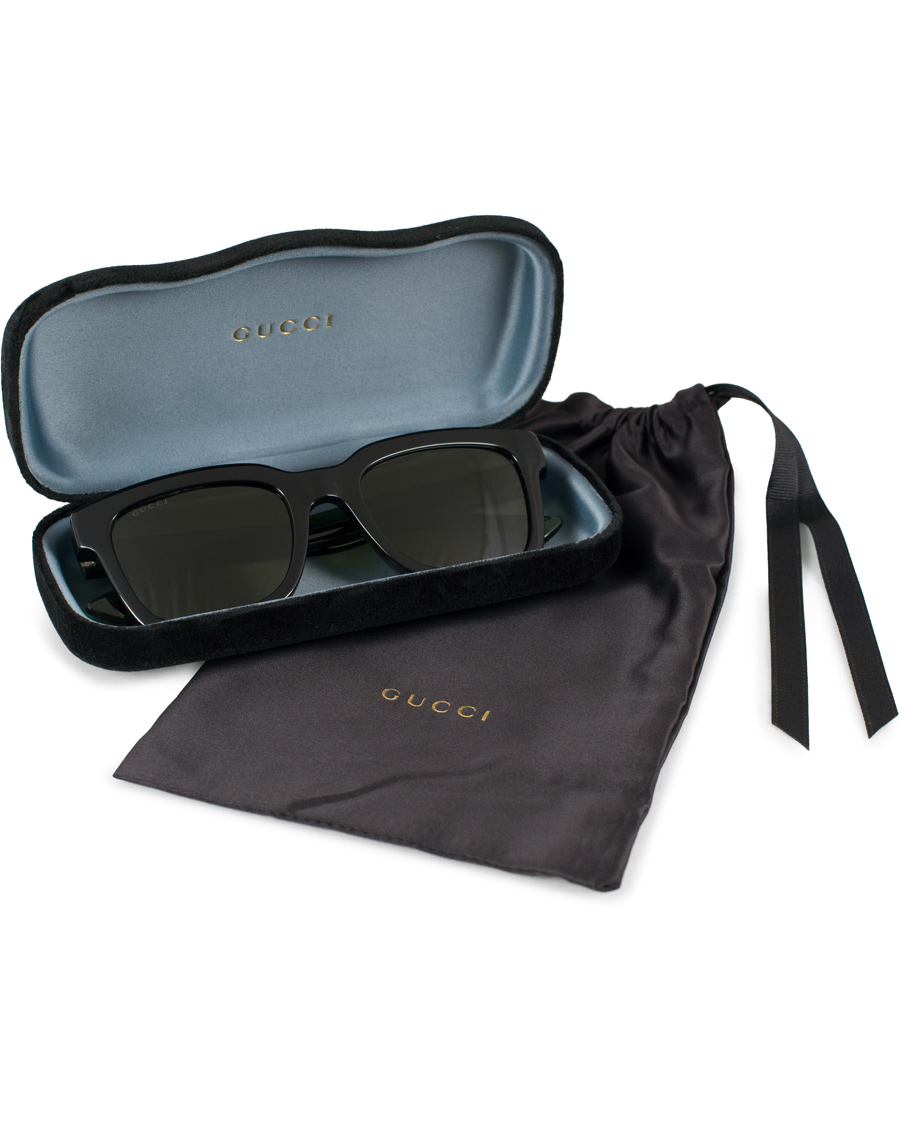 Herre | Gucci GG0001S Sunglasses Black/Green | Gucci | GG0001S Sunglasses Black/Green
