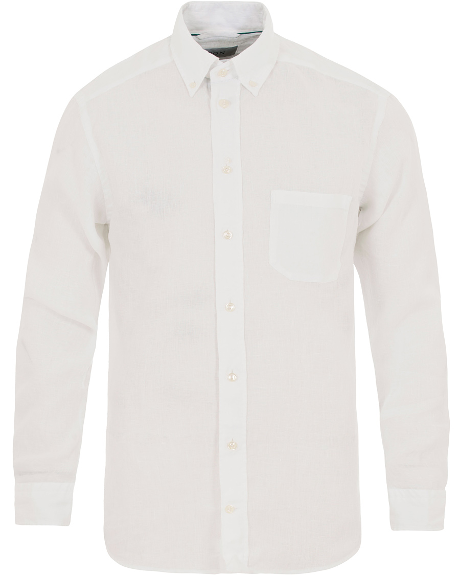 Herre | Skjorter | Eton | Slim Fit Linen Button Down Shirt White