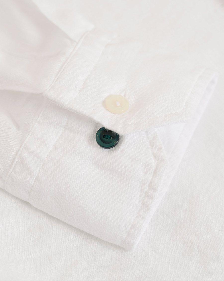 Herre | Skjorter | Eton | Slim Fit Linen Button Down Shirt White