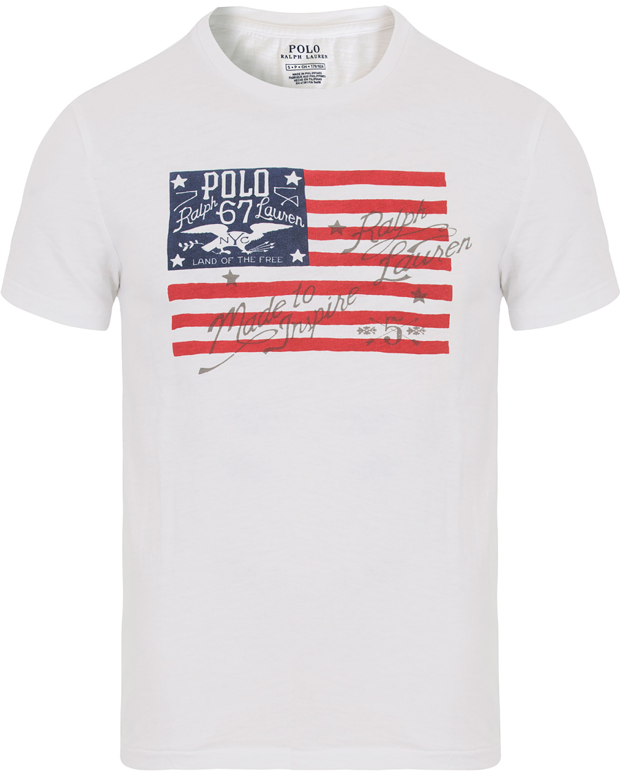 Herre | T-Shirts | Polo Ralph Lauren | American Flag Print Crew Neck Tee White