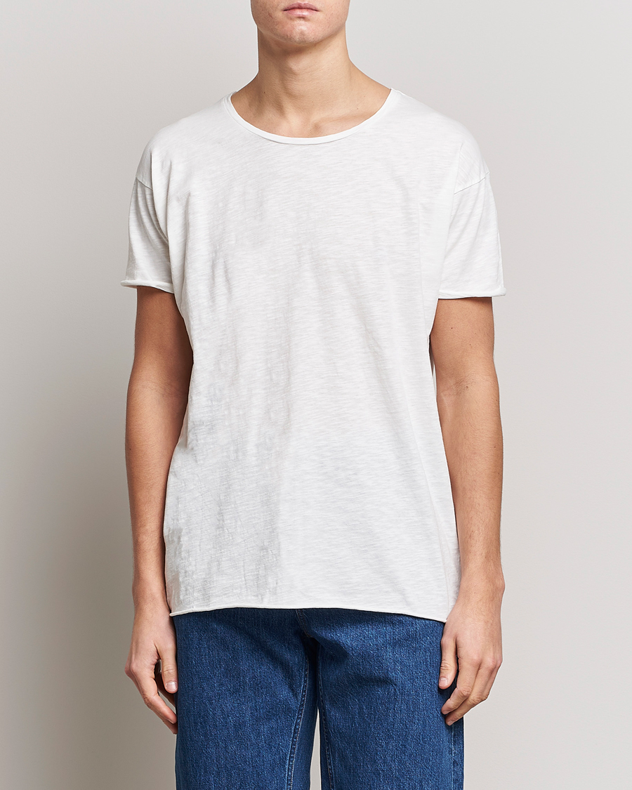 Herre |  | Nudie Jeans | Roger Slub Crew Neck Tee Off White