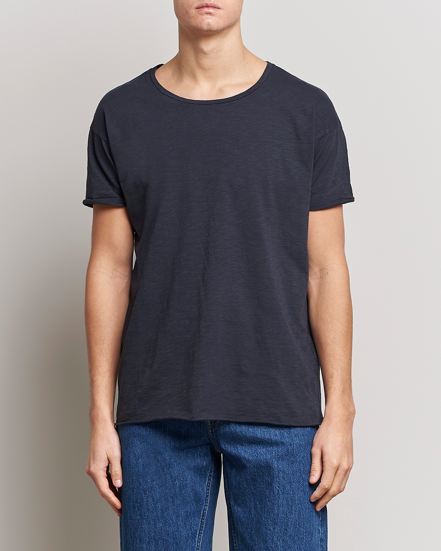 Herre |  | Nudie Jeans | Roger Slub Crew Neck Tee Navy