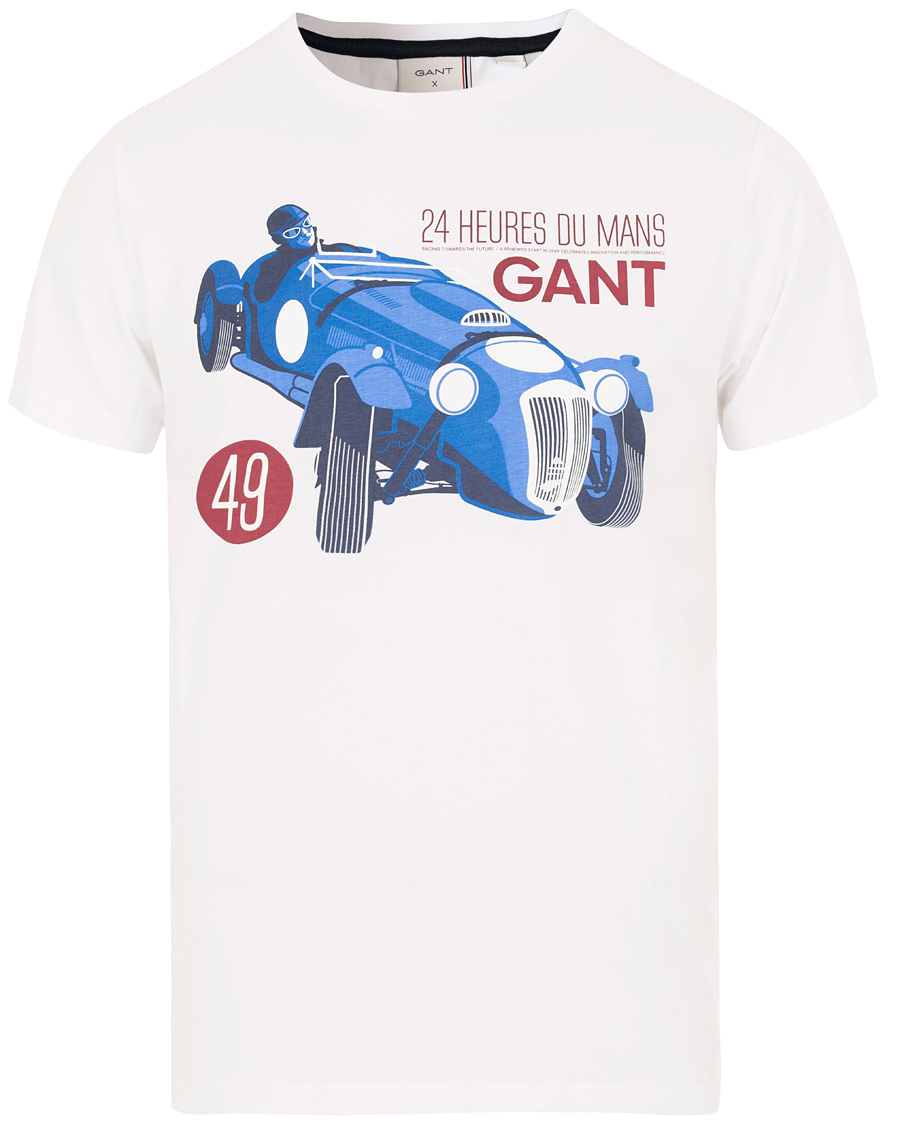 Herre | T-Shirts | GANT | Le Mans Car Print Tee White