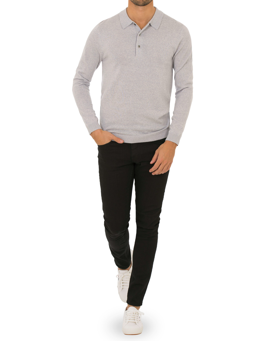 Herre | Gensere | A Day's March | Lux Merino Polo Grey Melange