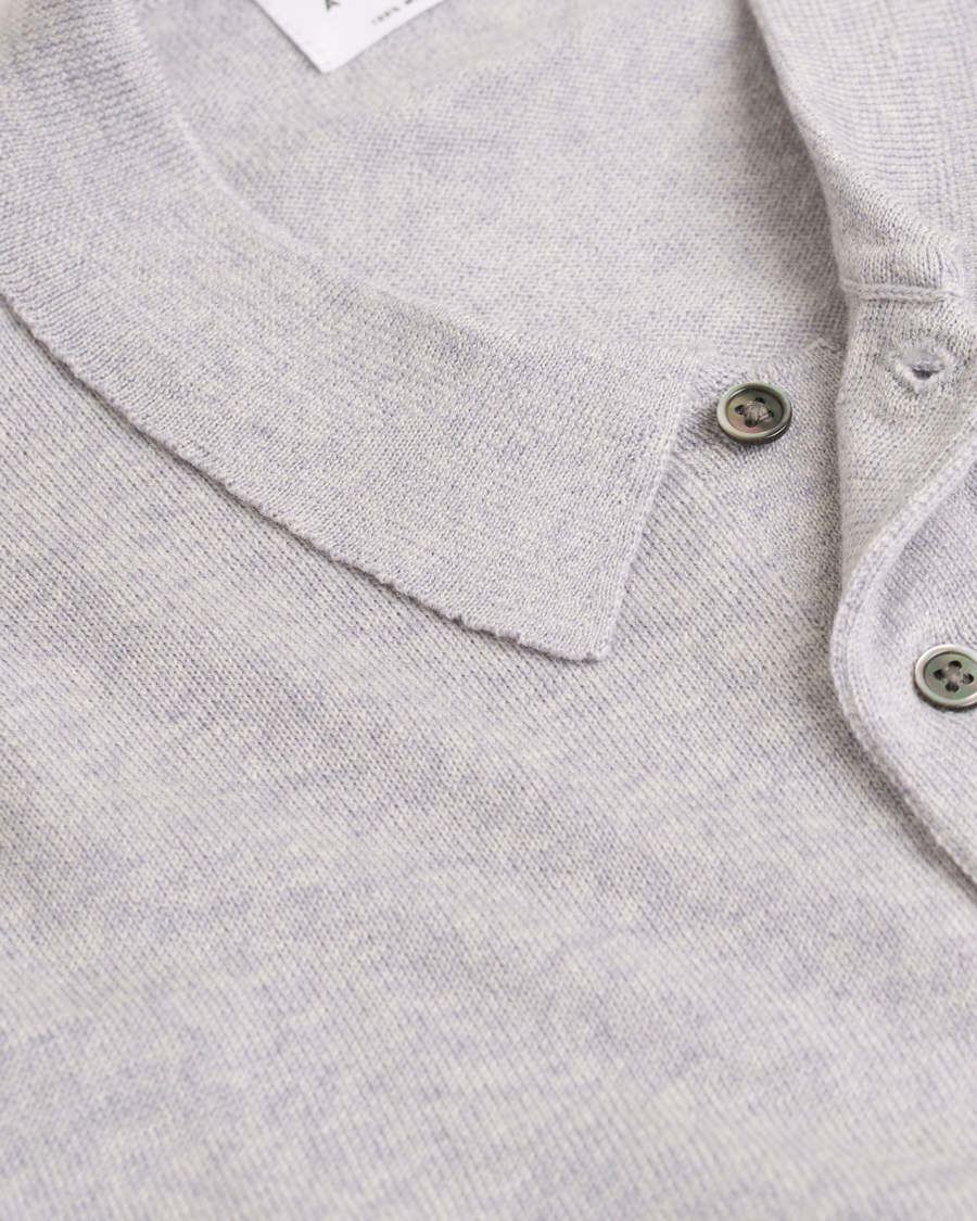 Herre | Gensere | A Day's March | Lux Merino Polo Grey Melange