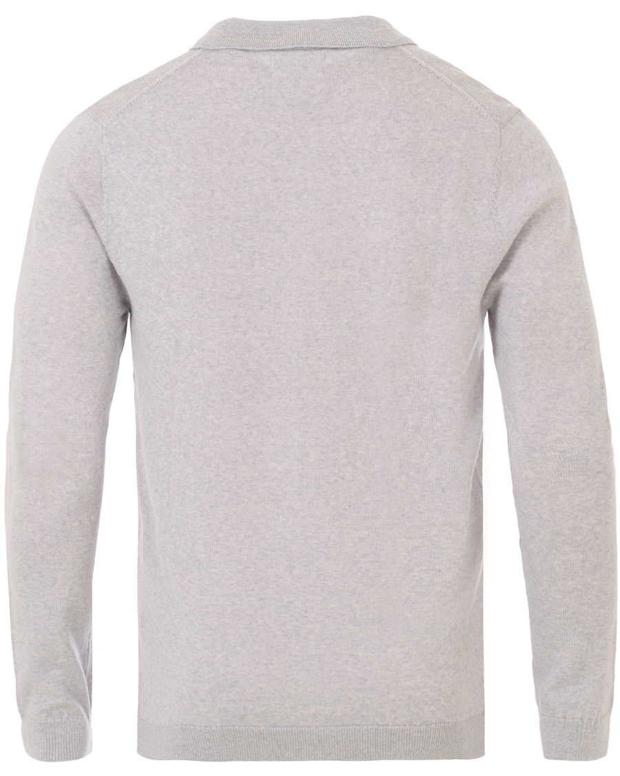 Herre | Gensere | A Day's March | Lux Merino Polo Grey Melange