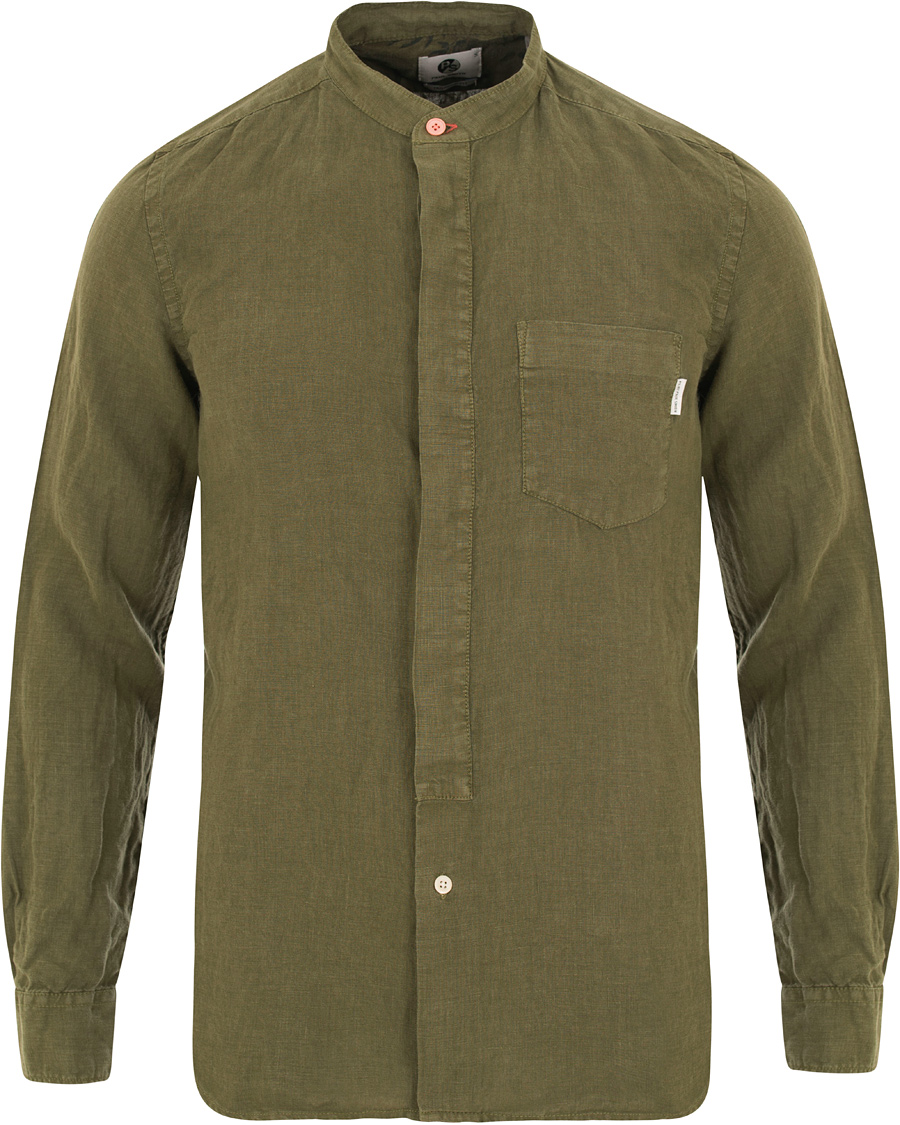 Herre | Skjorter | PS Paul Smith | Slim Fit Linen Shirt Army Green