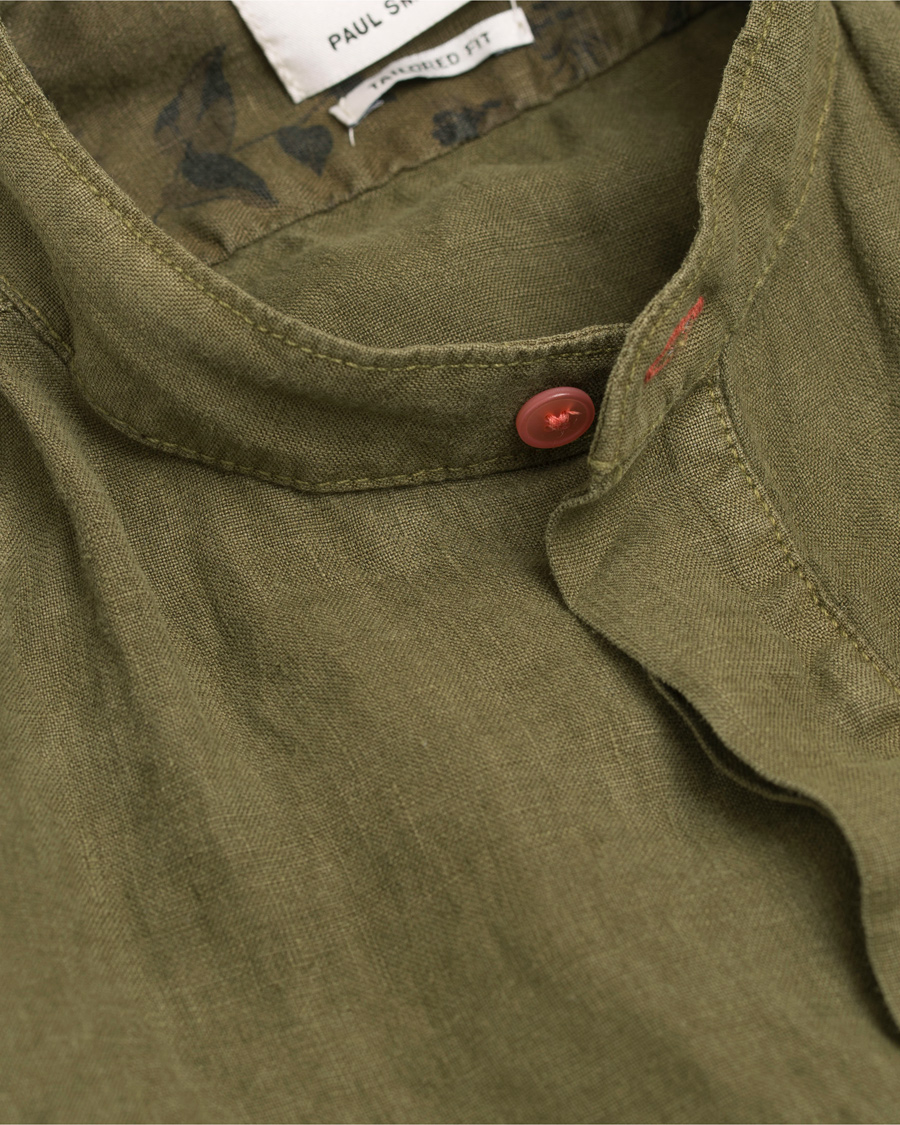 Herre | Skjorter | PS Paul Smith | Slim Fit Linen Shirt Army Green