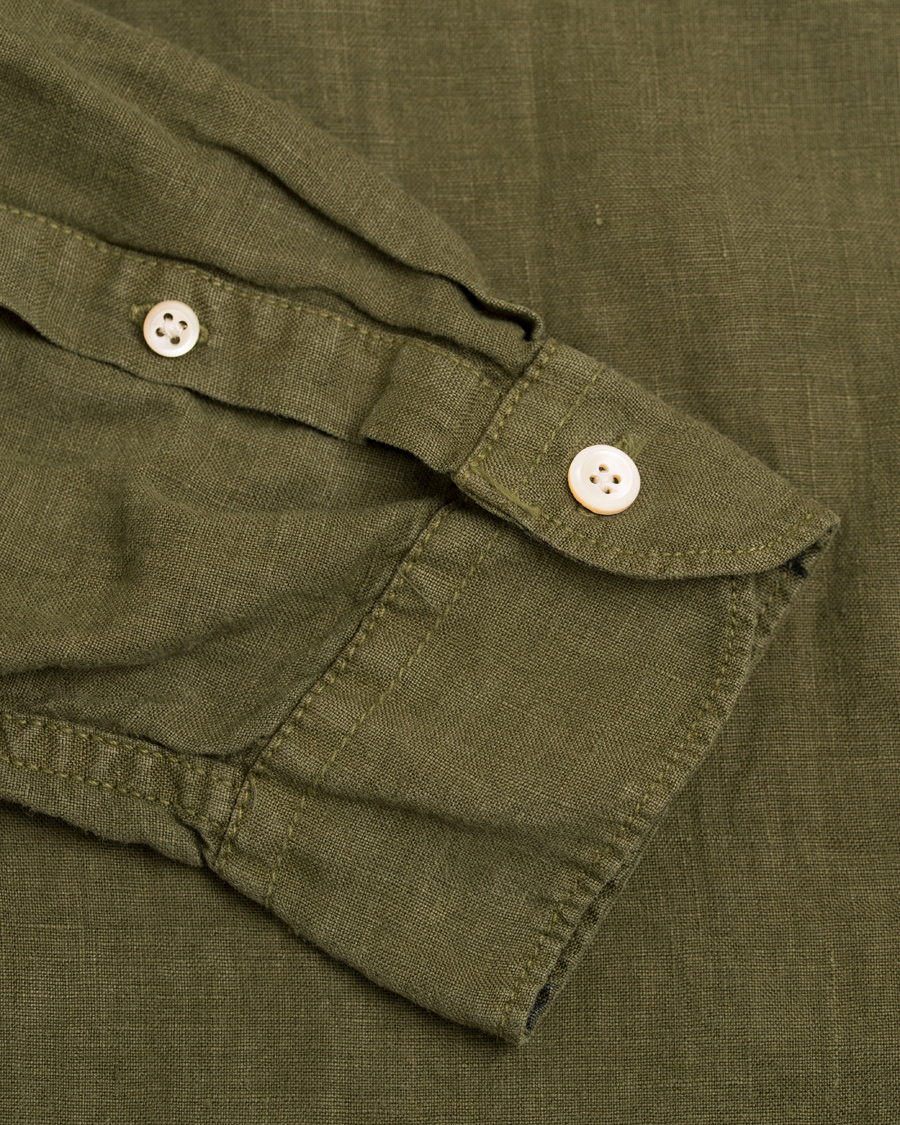 Herre | Skjorter | PS Paul Smith | Slim Fit Linen Shirt Army Green