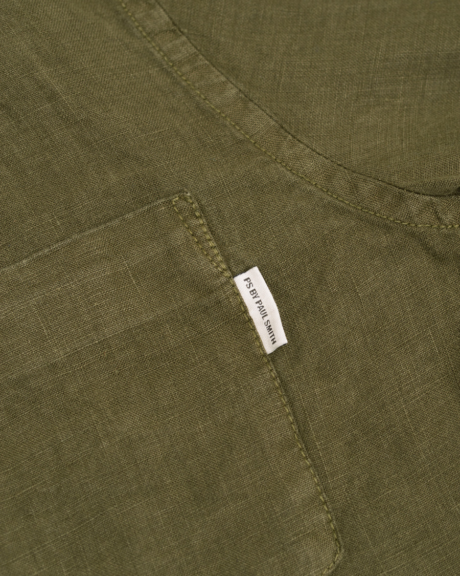 Herre | Skjorter | PS Paul Smith | Slim Fit Linen Shirt Army Green