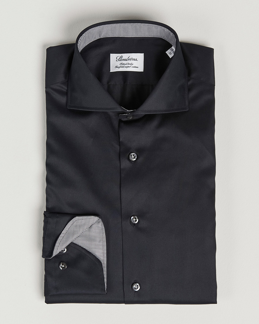 Herre |  | Stenströms | Fitted Body Contrast Shirt Black
