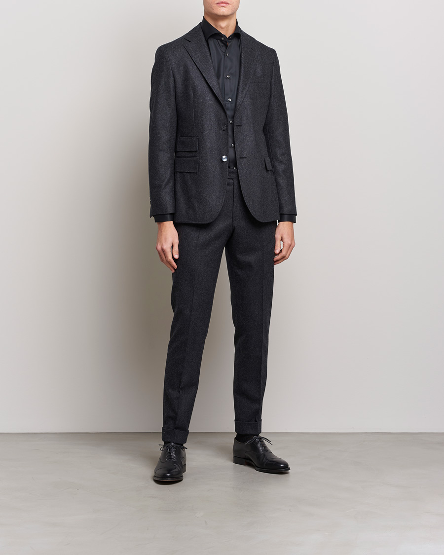 Herre | The Classics of Tomorrow | Stenströms | Fitted Body Contrast Shirt Black