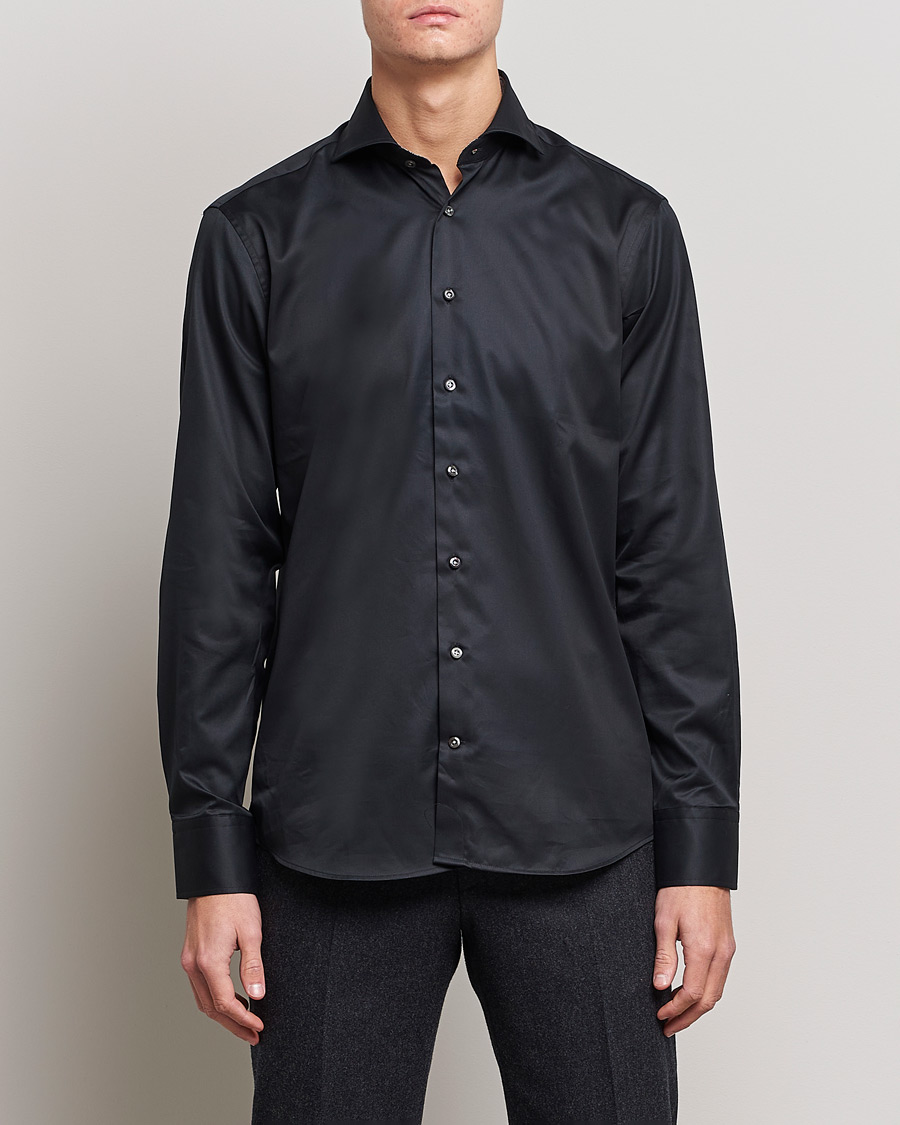 Herre | Formelle | Stenströms | Fitted Body Contrast Shirt Black