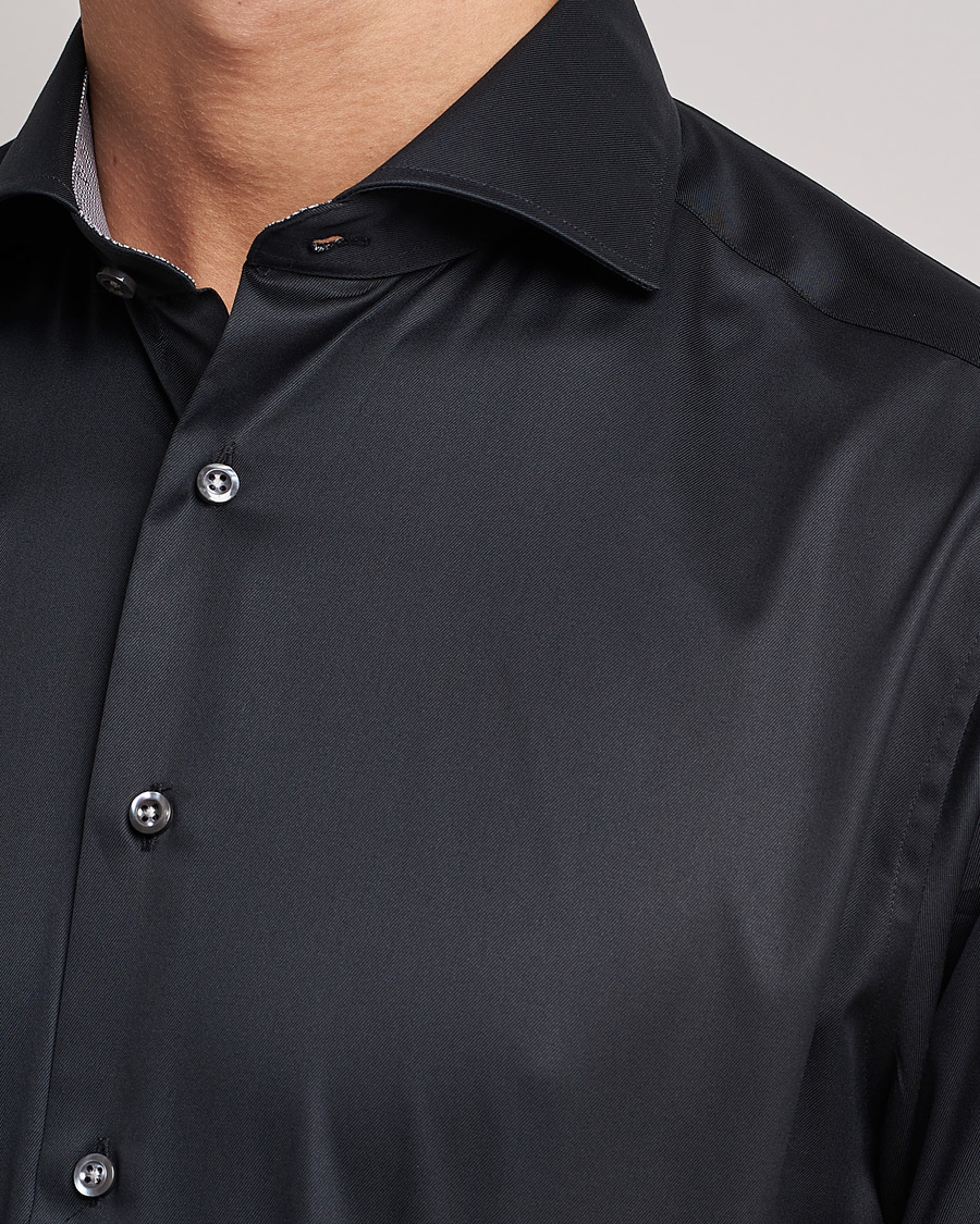 Herre | Skjorter | Stenströms | Fitted Body Contrast Shirt Black