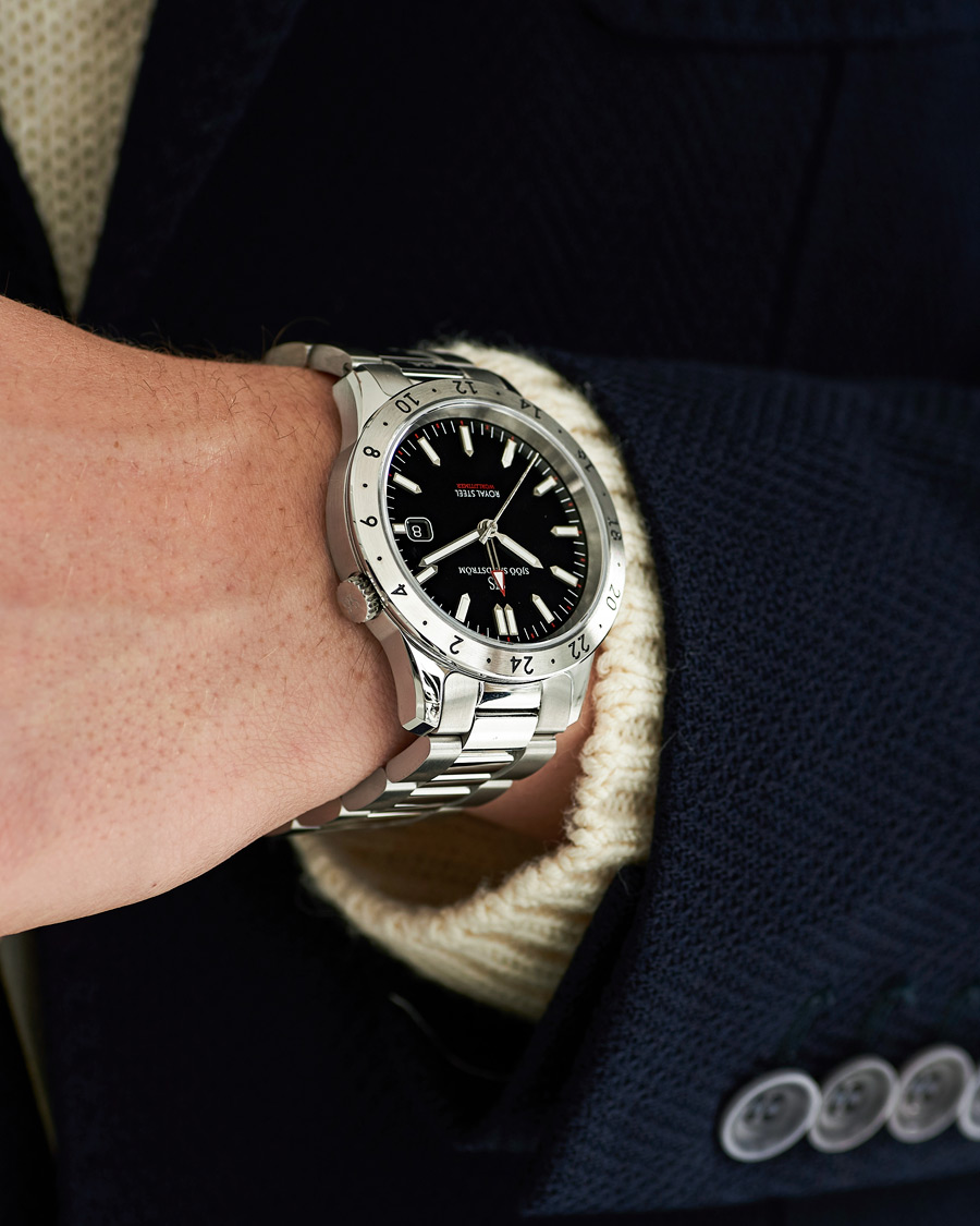 Herre | Sjöö Sandström Royal Steel Worldtimer 41mm Black with Steel | Sjöö Sandström | Royal Steel Worldtimer 41mm Black with Steel