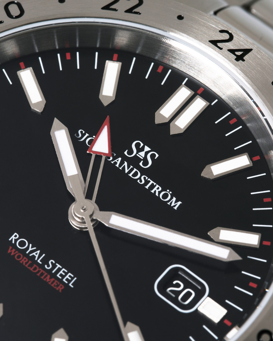 Herre | Sjöö Sandström Royal Steel Worldtimer 41mm Black with Steel | Sjöö Sandström | Royal Steel Worldtimer 41mm Black with Steel