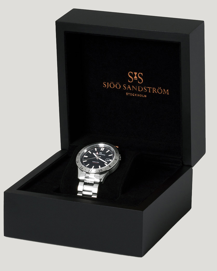 Herre | Sjöö Sandström Royal Steel Worldtimer 41mm Black with Steel | Sjöö Sandström | Royal Steel Worldtimer 41mm Black with Steel