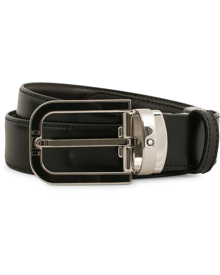 Herre | Montblanc Reversible Horseshoe Buckle 30mm Belt Black | Montblanc | Reversible Horseshoe Buckle 30mm Belt Black