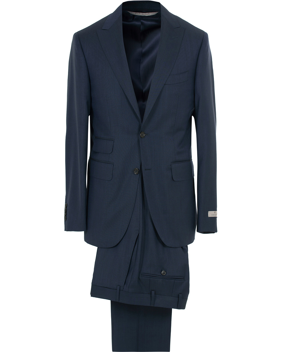 Herre | Dresser | Canali | Capri Structured Peak Lapel Wool Suit Navy
