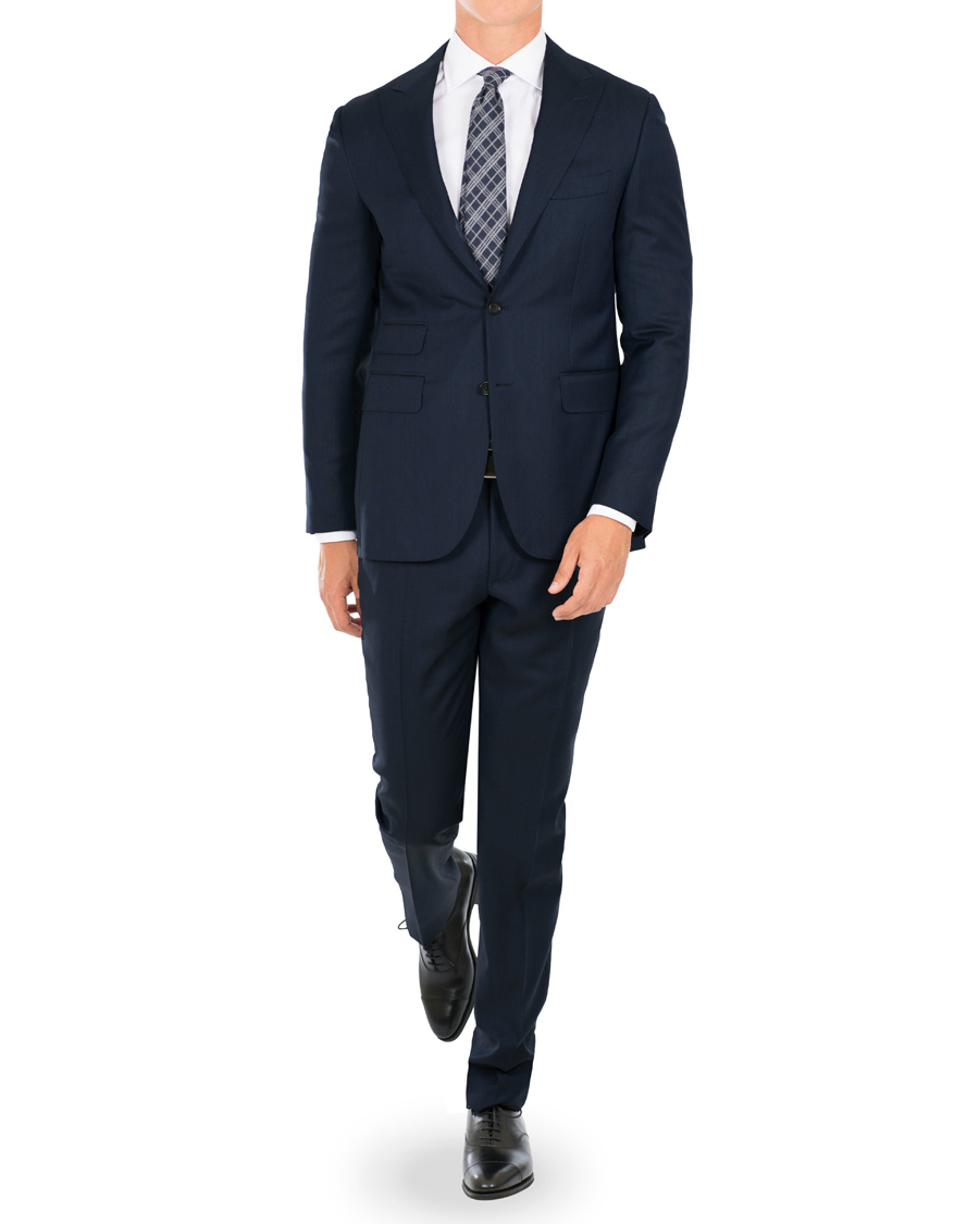 Herre | Dresser | Canali | Capri Structured Peak Lapel Wool Suit Navy