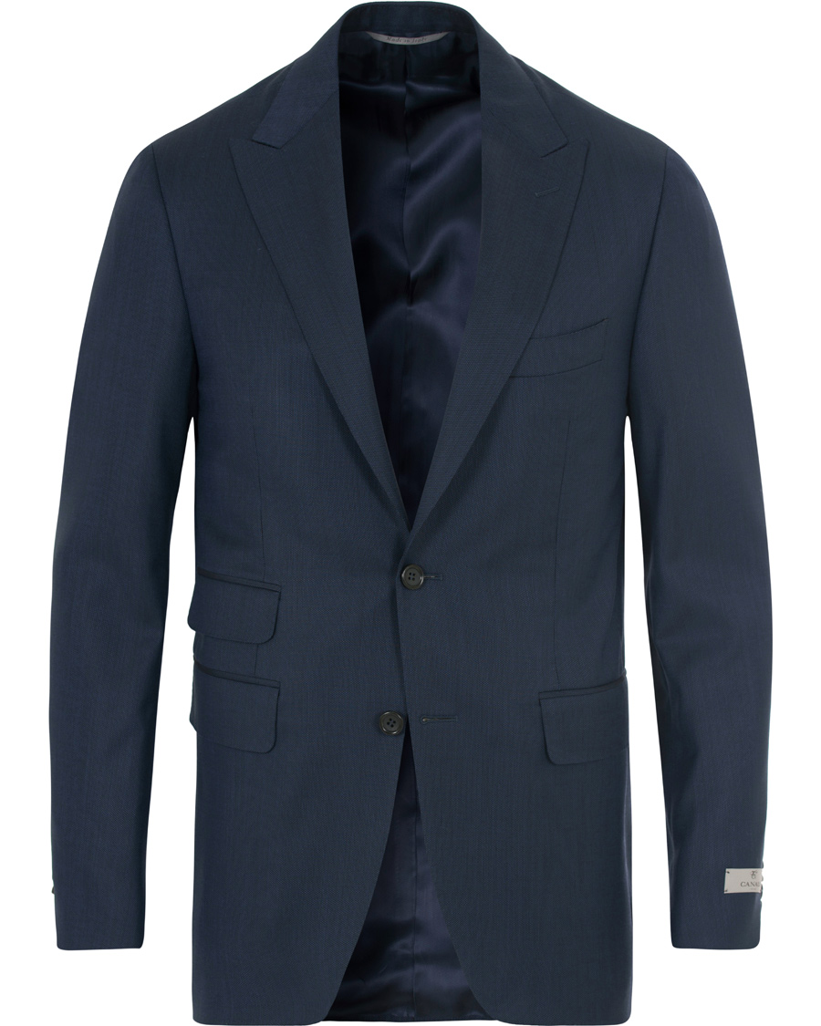 Herre | Dresser | Canali | Capri Structured Peak Lapel Wool Suit Navy