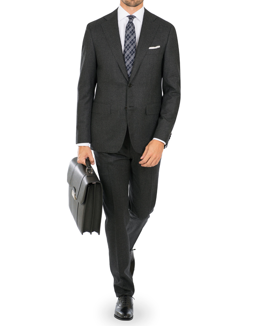 Herre | Dresser | Canali | Capri Flannel Suit Dark Grey