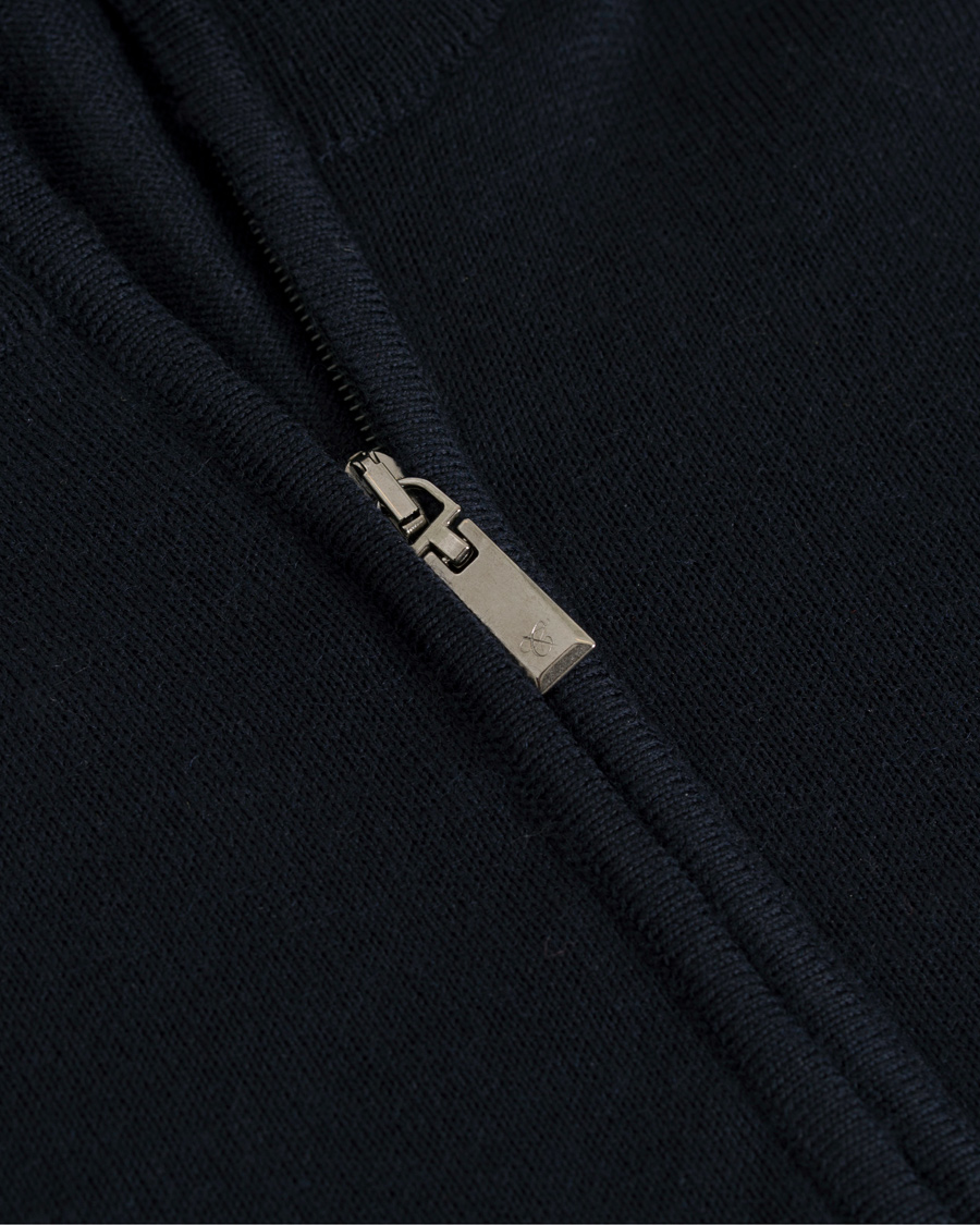 Herre | Gensere | Canali | Merino Wool Half Zip Sweater Navy