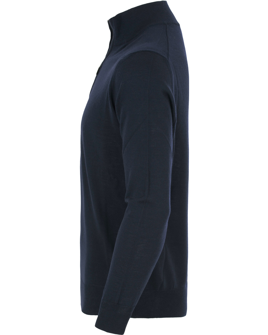 Herre | Gensere | Canali | Merino Wool Half Zip Sweater Navy