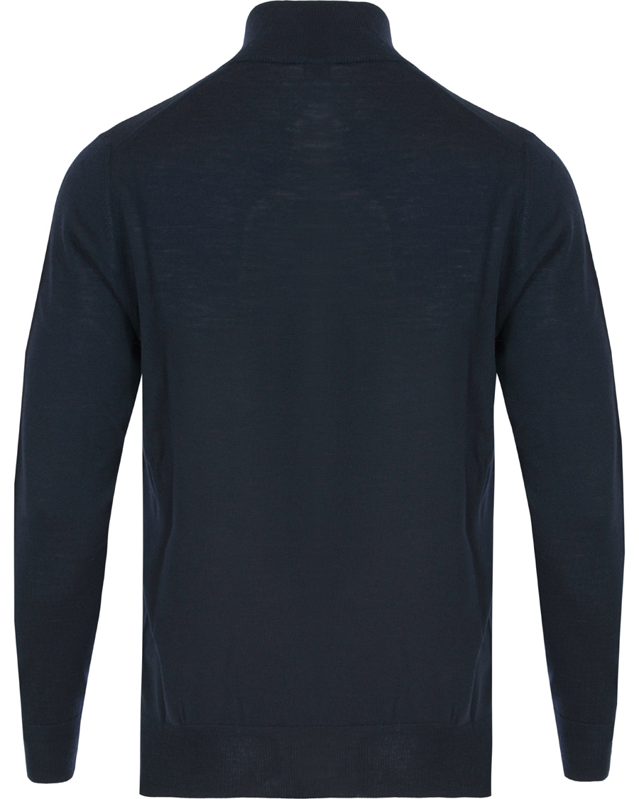 Herre | Gensere | Canali | Merino Wool Half Zip Sweater Navy