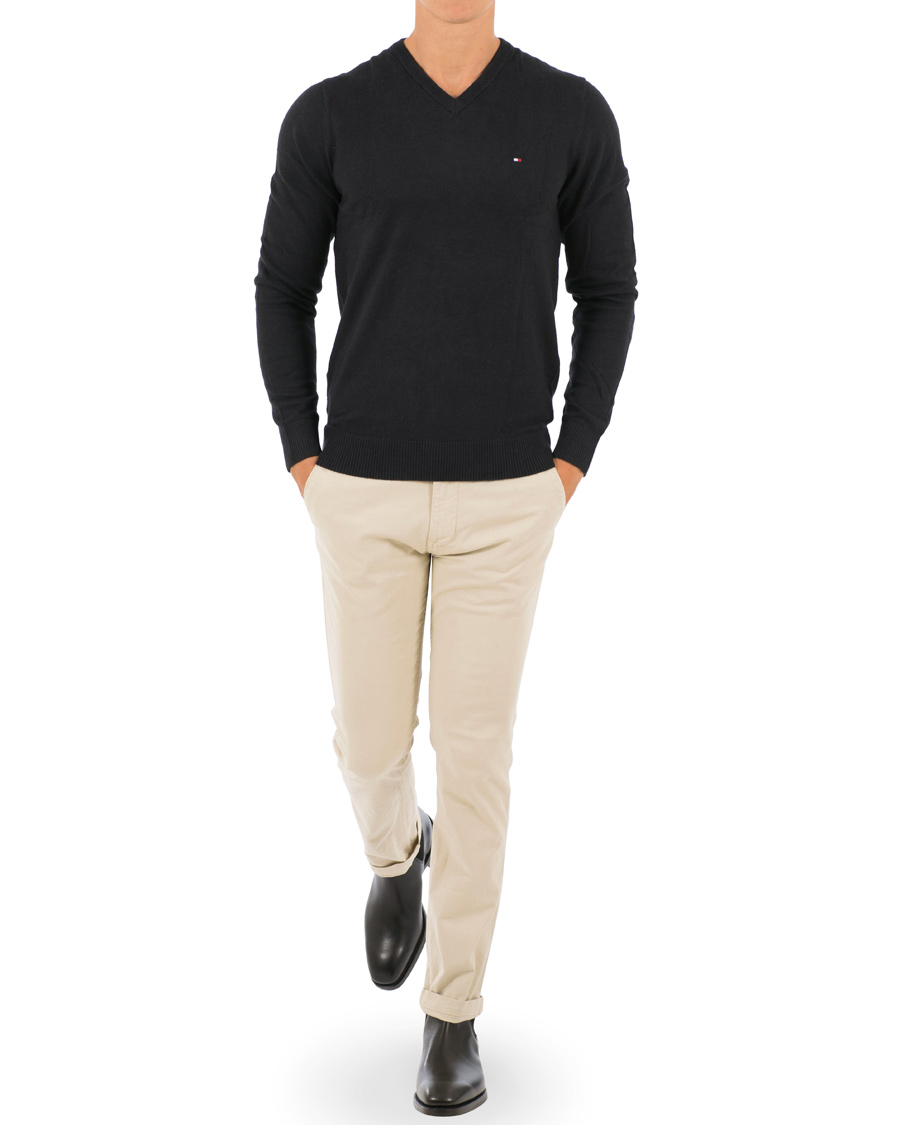 Herre | Gensere | Tommy Hilfiger | Pima Cotton/Cashmere V-Neck Pullover Flag Black