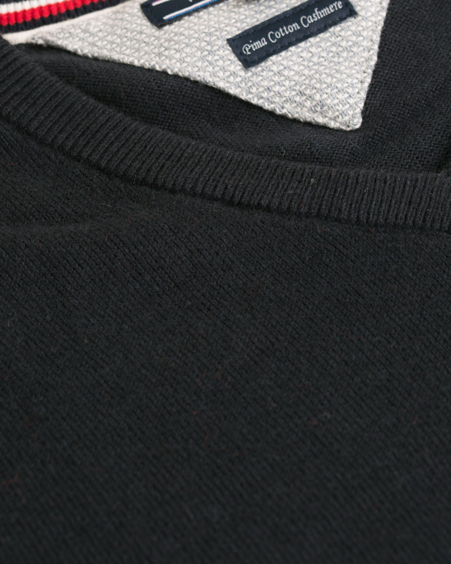 Herre | Gensere | Tommy Hilfiger | Pima Cotton/Cashmere V-Neck Pullover Flag Black