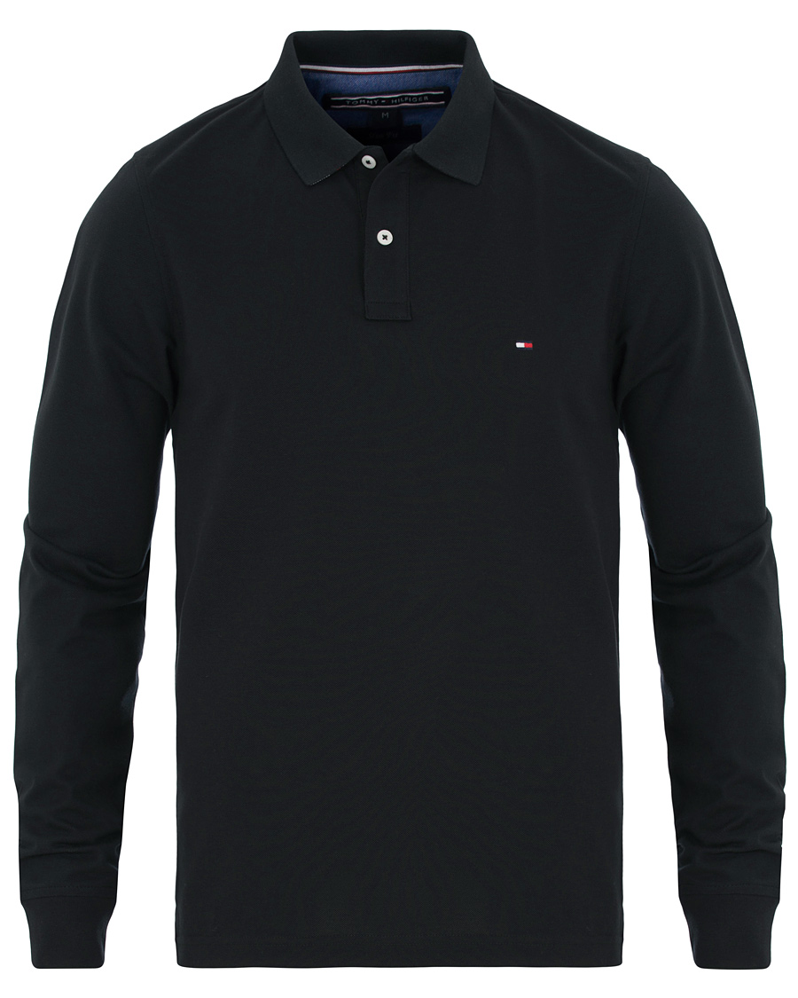 Herre | Gensere | Tommy Hilfiger | Luxury Slim Fit Long Sleeve Polo Flag Black