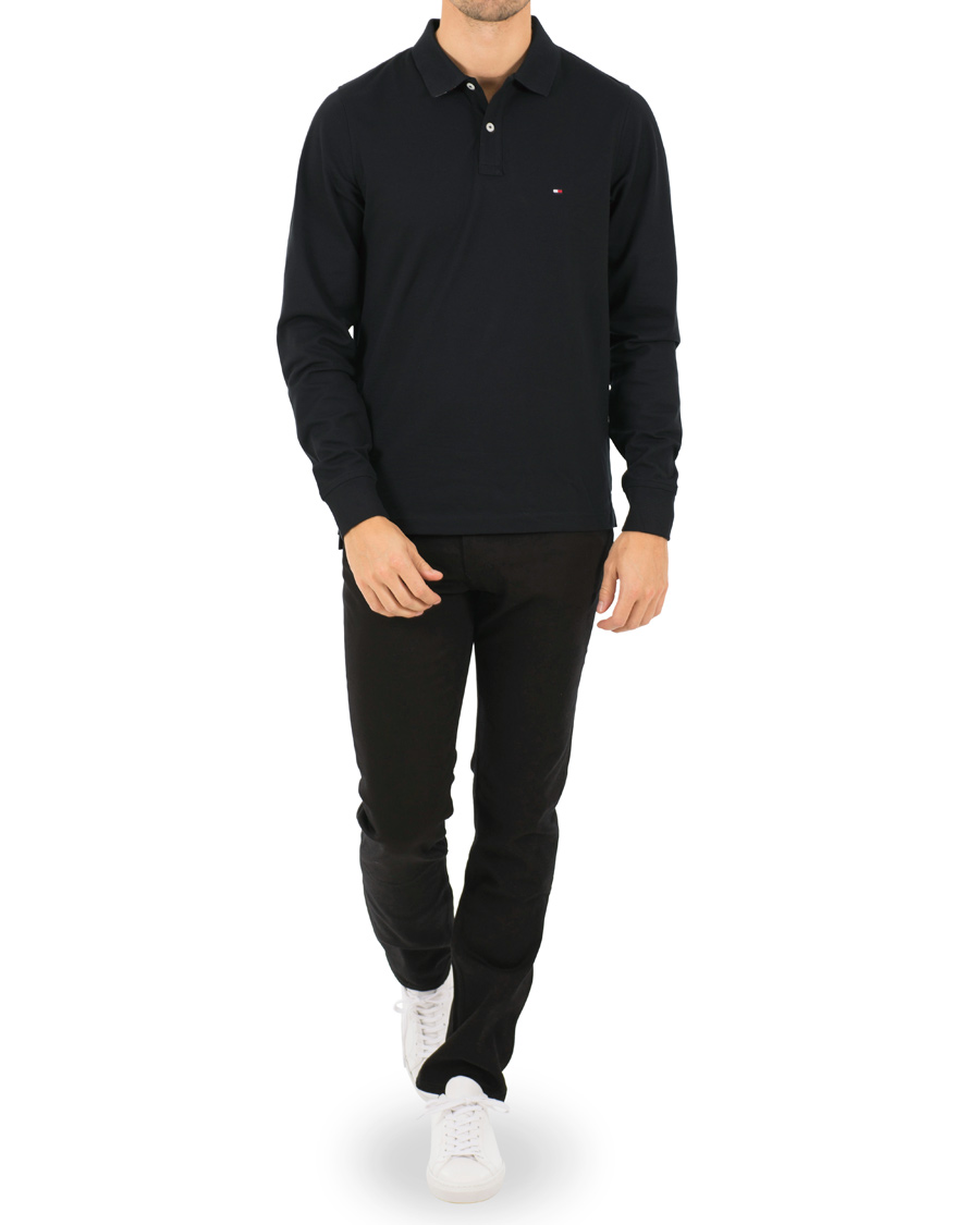 Herre | Gensere | Tommy Hilfiger | Luxury Slim Fit Long Sleeve Polo Flag Black