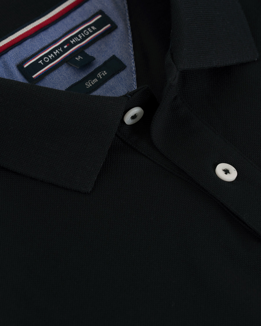 Herre | Gensere | Tommy Hilfiger | Luxury Slim Fit Long Sleeve Polo Flag Black