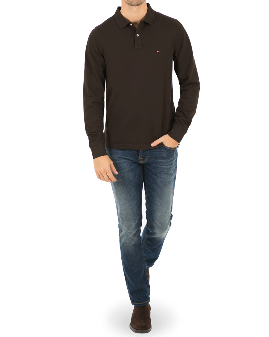 Herre | Gensere | Tommy Hilfiger | Luxury Slim Fit Long Sleeve Polo Delisioso Brown