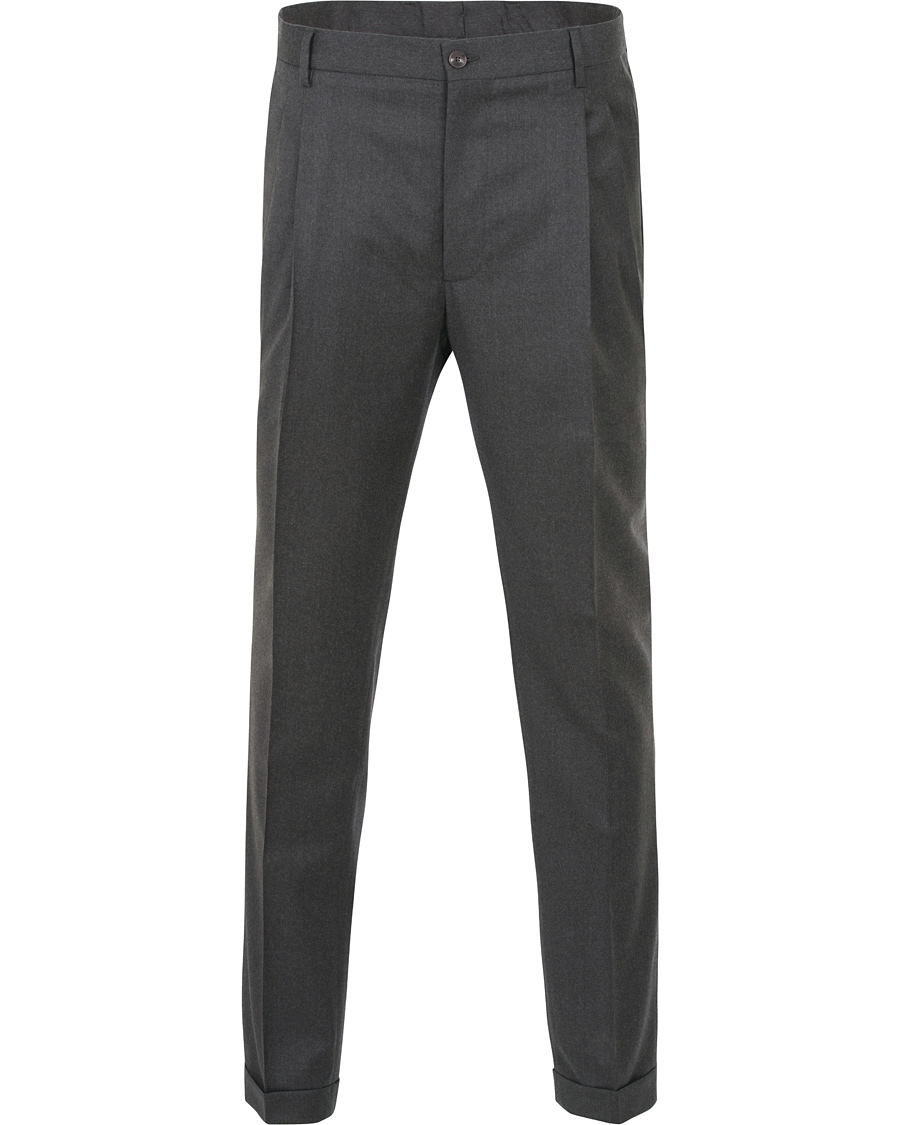 Herre | Bukser | Etro | Baggy Manhattan Flannel Trousers Dark Grey