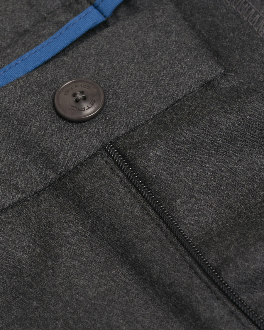 Herre | Bukser | Etro | Baggy Manhattan Flannel Trousers Dark Grey
